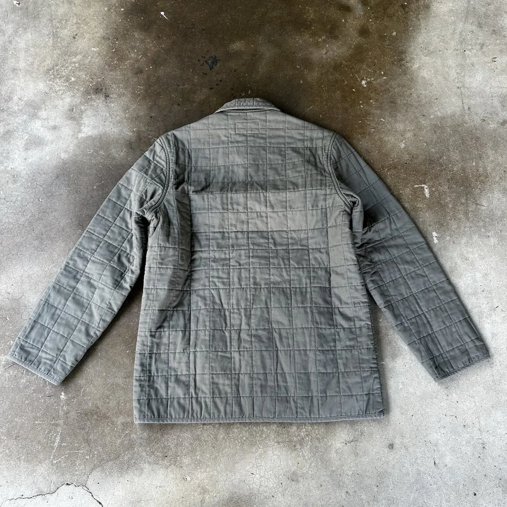 Alex Crane Quilted Kite Jacket Mens M Green Button Chore Coat Organic Cotton